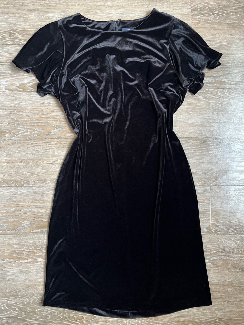 Tommy Hilfiger Black Velvet Flutter-Sleeve Shift Dress